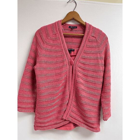 Vintage Anne Klein Womens 3/4 Sleeve One Button Cardigan with Inner & Sweater Pi - Picture 15 of 16